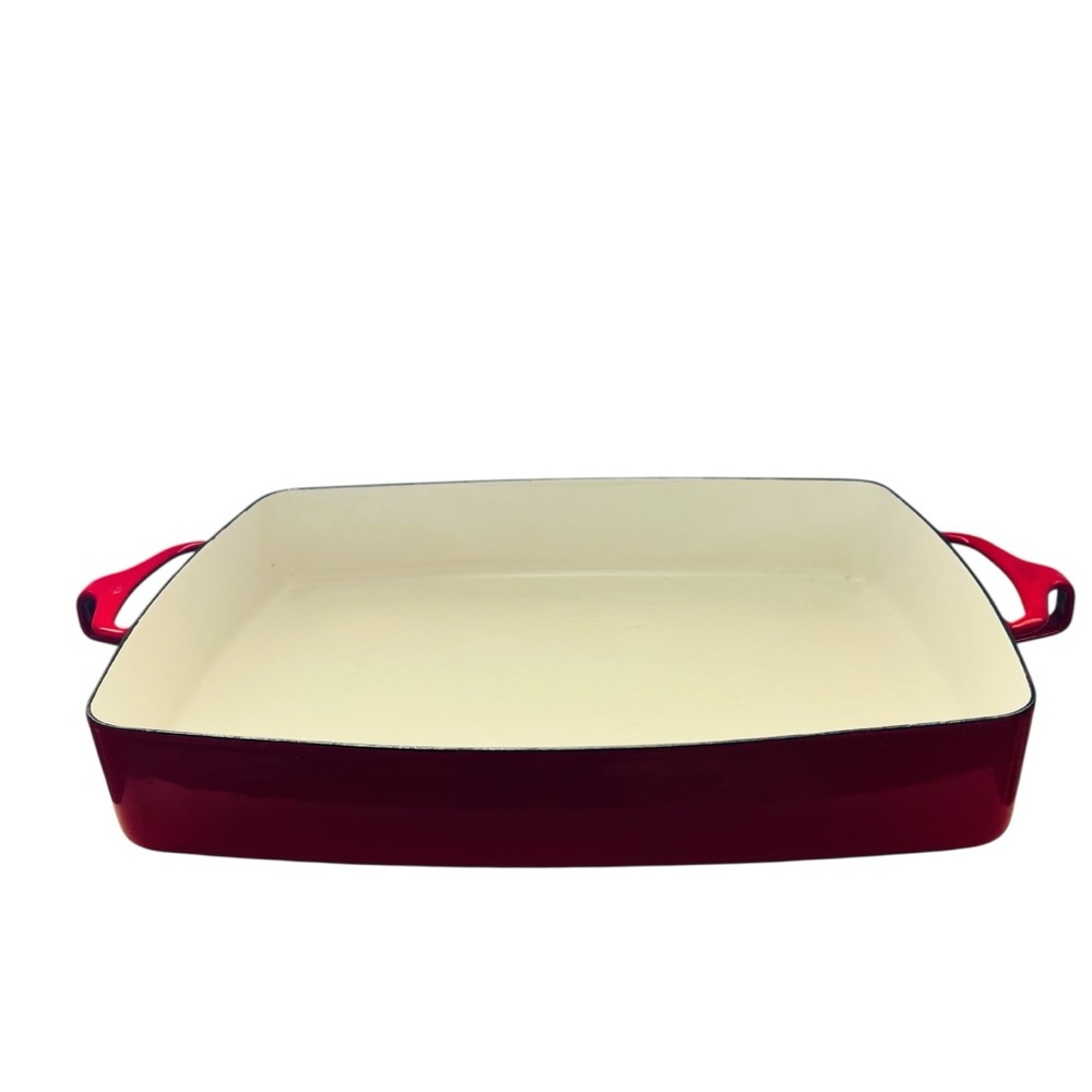 Vintage Dansk France Kobenstyle Red Enamel Casserole Pan